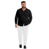 Black cotton men's casual solid full sleeve shirt, great for everyday wear
